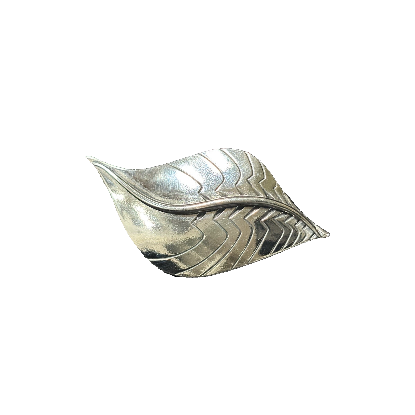 Vintage Laurel Burch Leaf Brooch Pin Silver Tone Etched Design Modern Style 17$